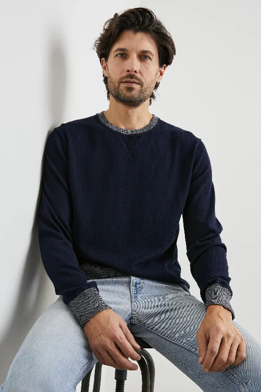 Men's Sweaters with Adjustable HemlinesBURNS SWEATER - PERFECT NAVY