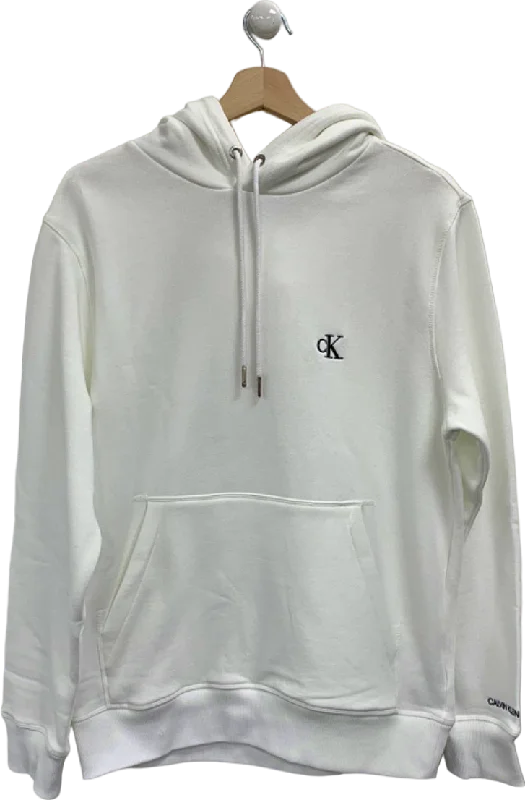 Men's Unique and Designer TopsCalvin Klein White Hoodie Sweatshirt UK M