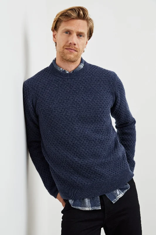 Men's Sweaters with Short SleevesCARRICK SWEATER - NAVY HEATHER