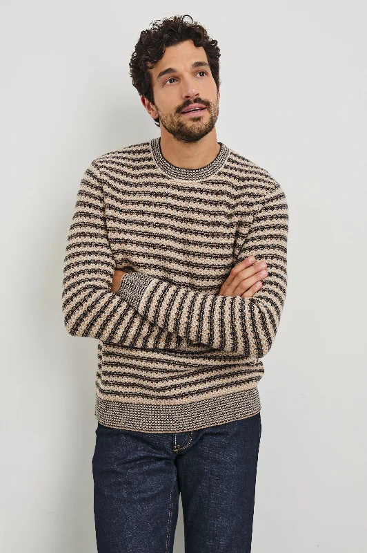 Men's Sweaters with PocketsCARRICK SWEATER - NAVY OAT STRIPE