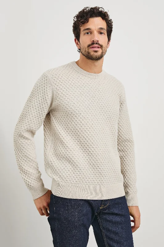 Men's Sweaters with Checkerboard PatternsCARRICK SWEATER - OATMEAL HEATHER