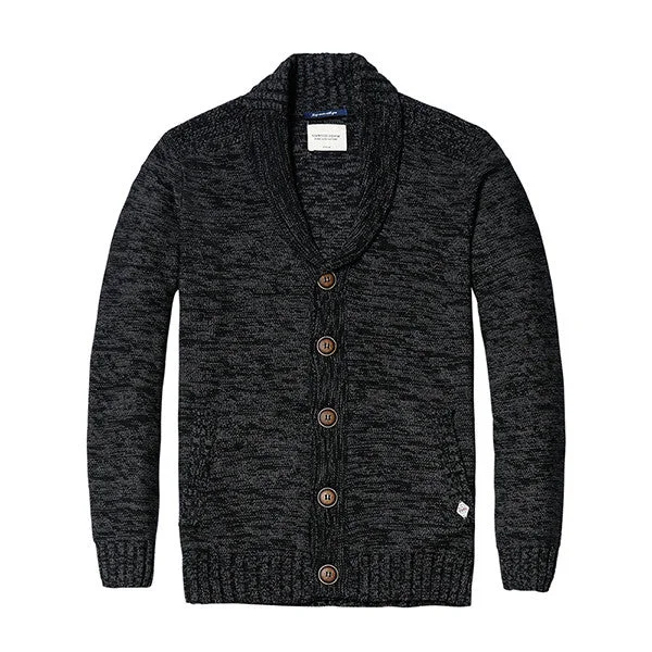 Men's Sweaters with Fold-Over CuffsCasual Cardigan with Heather Pattern