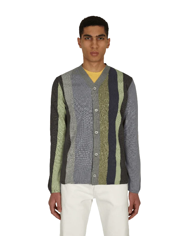 Men's Sweaters with Herringbone PatternsV-Neck Striped Cardigan Black