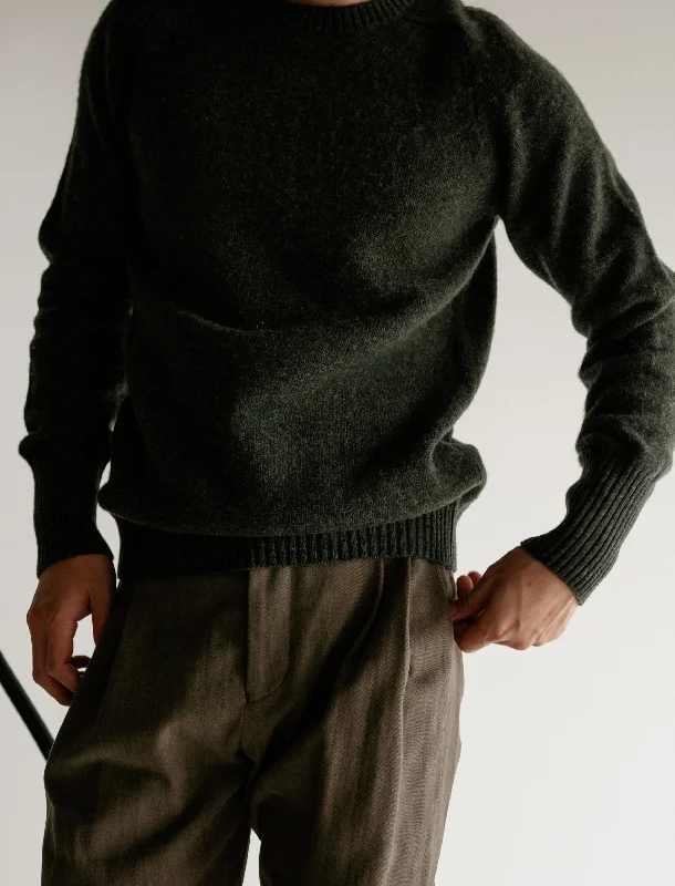 Men's Sweaters with ThumbholesClassic Shetland Sweater with Maxi Cuffs Spruce