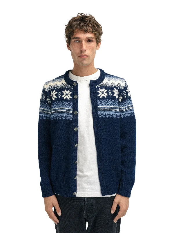 Men's Sweaters with EmbellishmentsDale of Norway - Veafjord Men's Jacket - Navy Blueshadow Cream