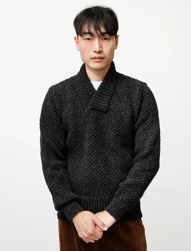 Men's Sweaters with Fold-Over CuffsHand Knit Shawl Collar Sweater