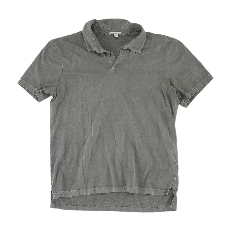 Men's Long-Sleeved ShirtsGray Solid Short Sleeve Polo