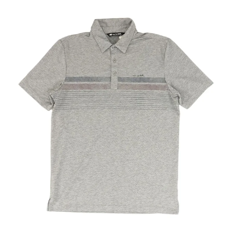 Men's Shirts with Short PlacketsGray Striped Short Sleeve Polo