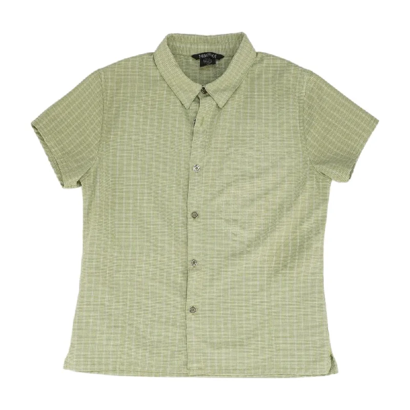 Men's Shirts with Barrel CuffsGreen Plaid Short Sleeve Button Down