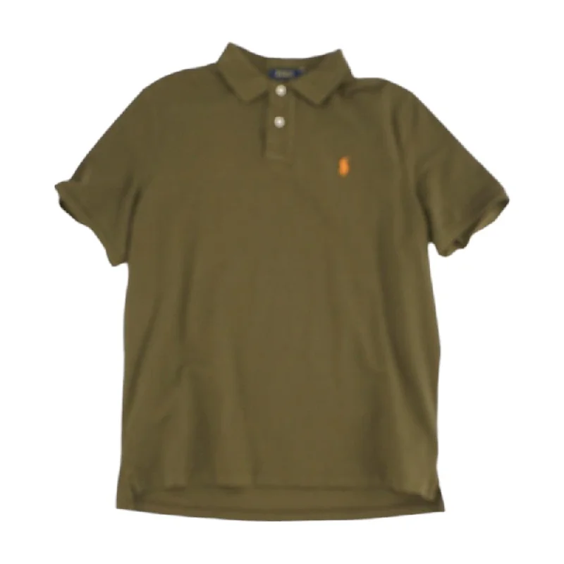 Men's Shirts with Drawstring WaistbandsGreen Solid Short Sleeve Polo