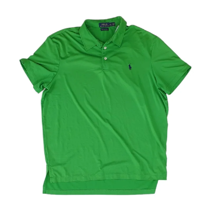 Men's Shirts with Double-Breasted DesignsGreen Solid Short Sleeve Polo