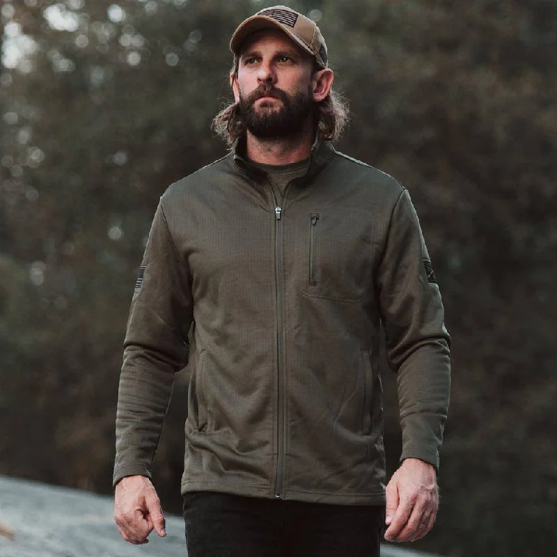 Versatile Men's All-Season HoodiesMen's Waffle Top Full-Zip Jacket - Military Green