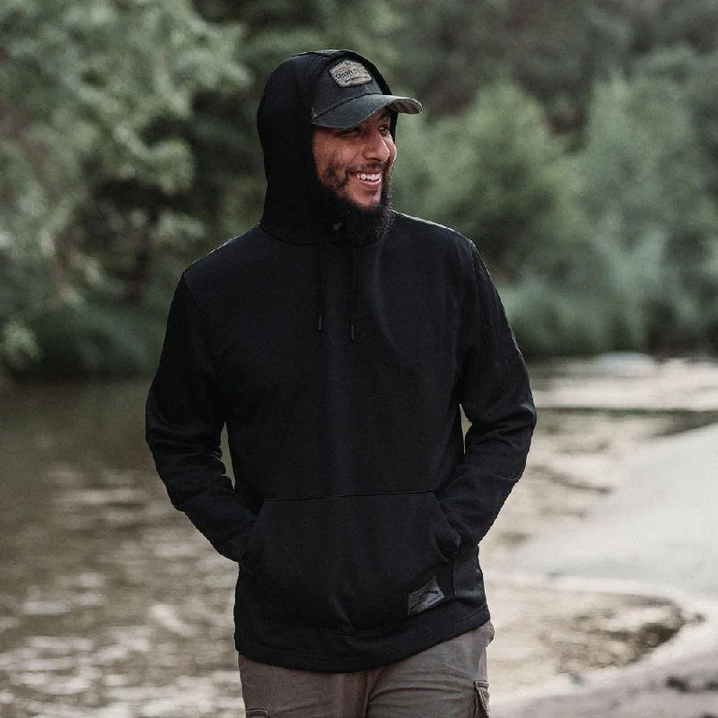 Men's Hoodies with Reinforced CuffsMen's Waffle Top Hoodie - Black