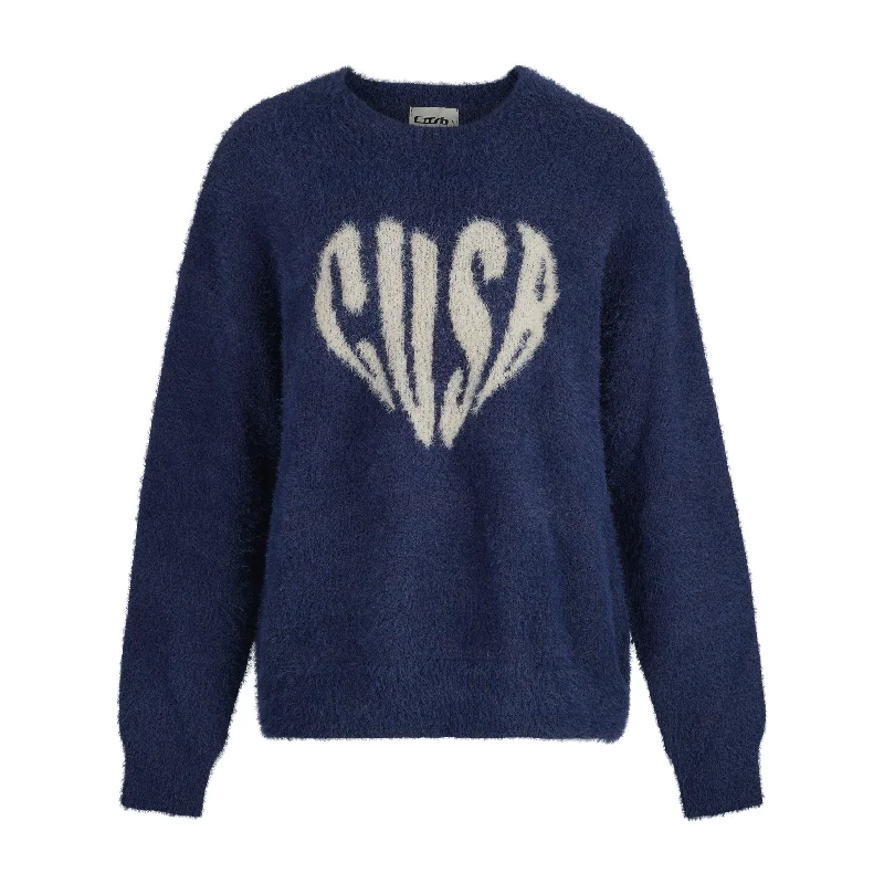 Men's Sweaters with Roll-Neck DesignsHEART MOHAIR NAVY BLUE