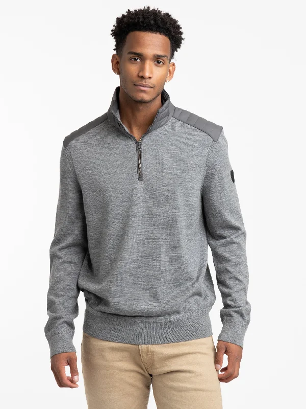 Men's Sweaters with Pockets and ZippersHeather Grey Hybrid Quarter-Zip Mockneck Sweater