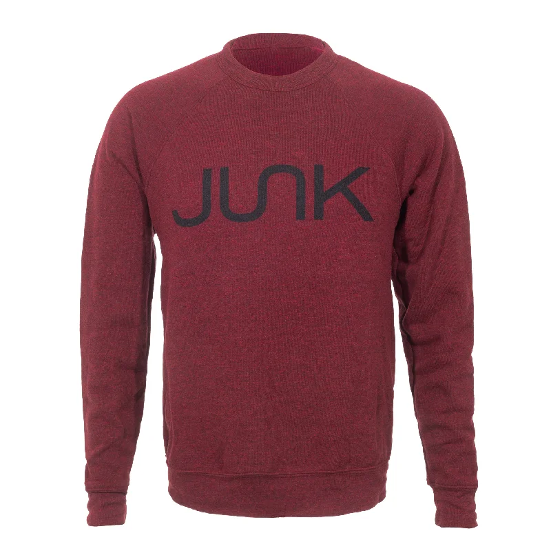 Men's Hoodies with Lined HoodsJUNK Heathered Cardinal Crew Sweatshirt