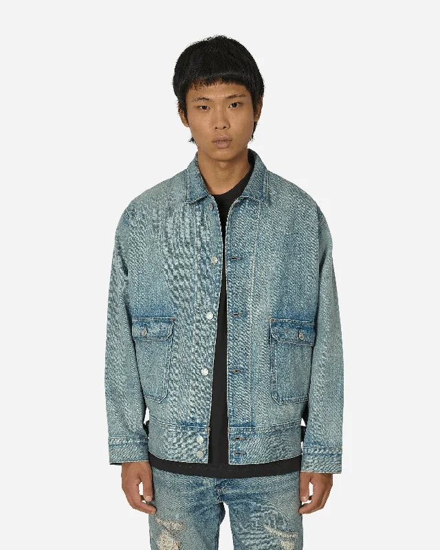 Men's Coats with Contrast StitchingMade in Japan Utility Trucker Jacket Blue