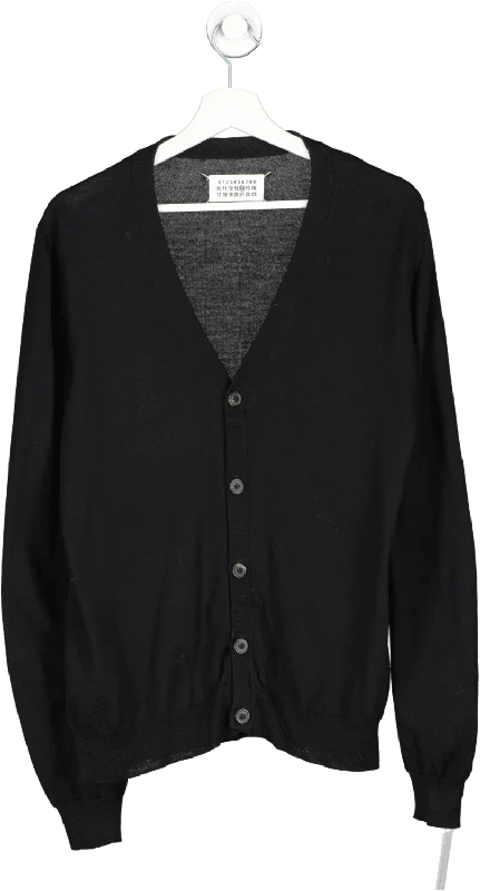 Men's Shirts with Appliquéd SleevesMaison Margiela Black V-neck Buttoned Knit Cardigan UK L