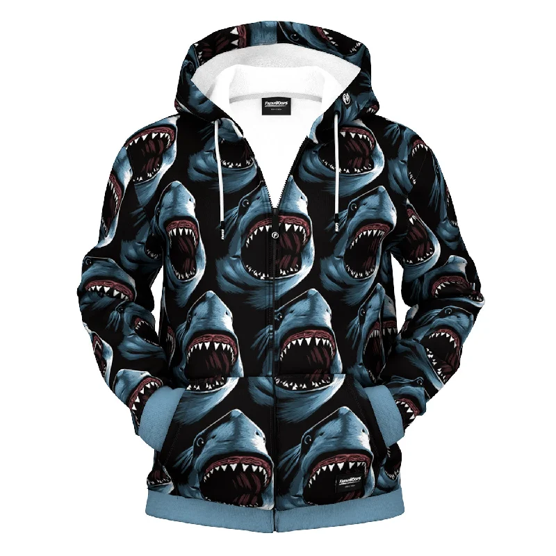 Men's Hoodies with Quilted LiningMegalodons Zip Up Hoodie