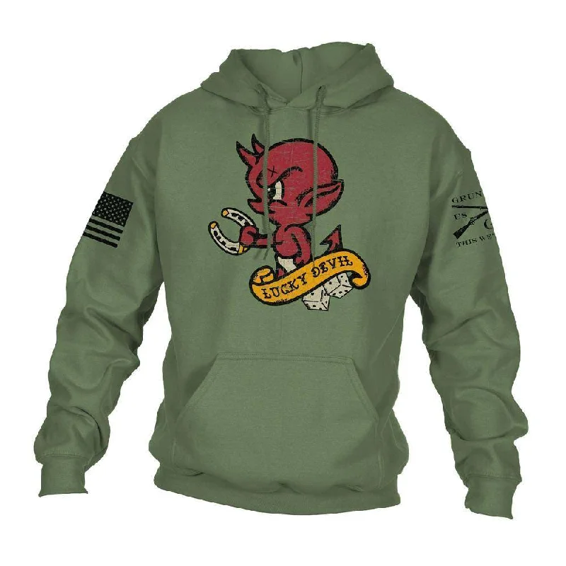 Men's Hoodies with Adjustable HoodsLucky Devil Hoodie - Military Green