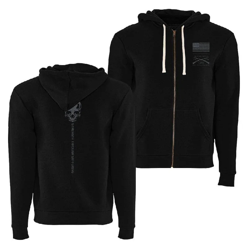 Affordable Men's HoodiesStrength Through Suffering Full-Zip Hoodie - Black