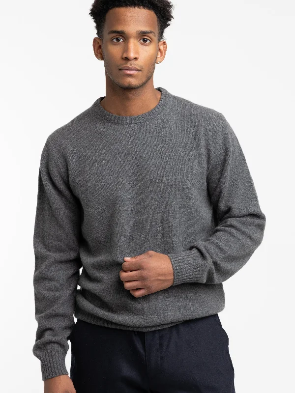 Men's Sweaters with Argyle PatternsMottled Grey Cashmere Crewneck Sweater