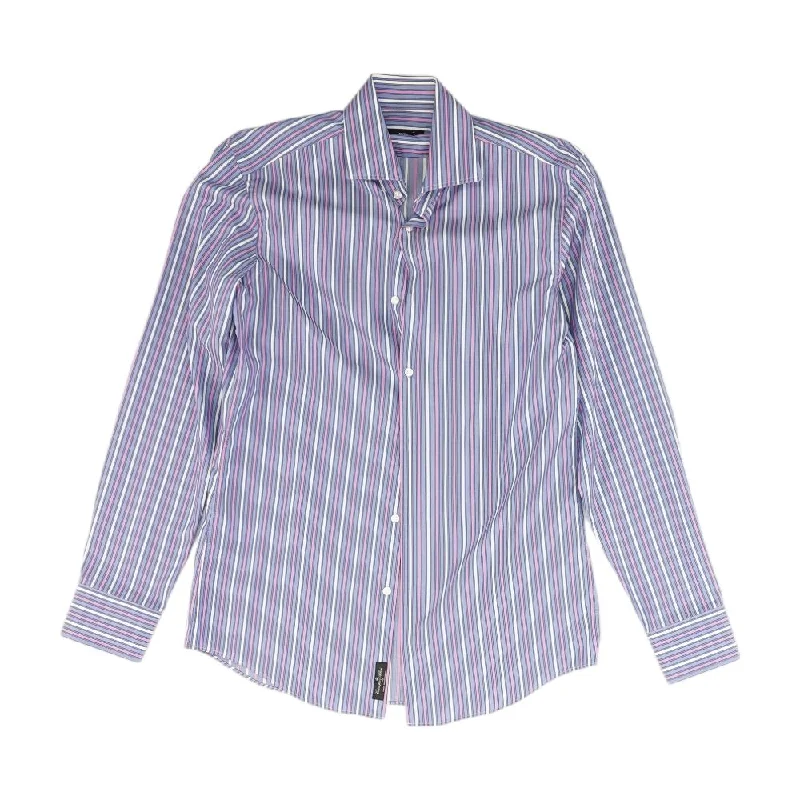 Men's Shirts with Adjustable CuffsMulti Striped Long Sleeve Button Down