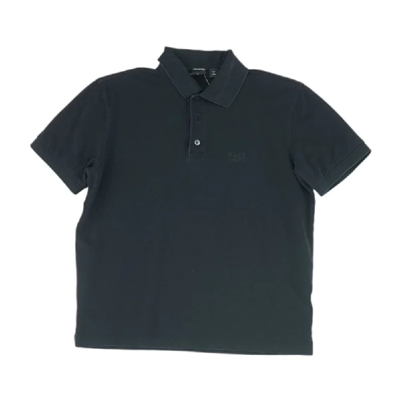 Men's Shirts with Pin CollarsNavy Solid Short Sleeve Polo