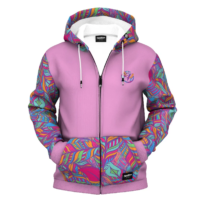 Men's Hoodies with Flannel LiningNeon Feathers Zip Up Hoodie