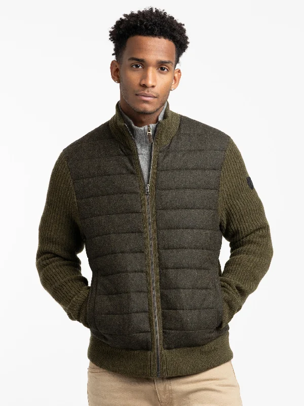 Men's Sweaters with Relaxed FitsOlive Green Wool-Cashmere Hybrid Full-Zip Sweater