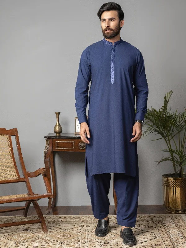 Men's Shirts with High NecksWash and Wear Suit-Embroidered