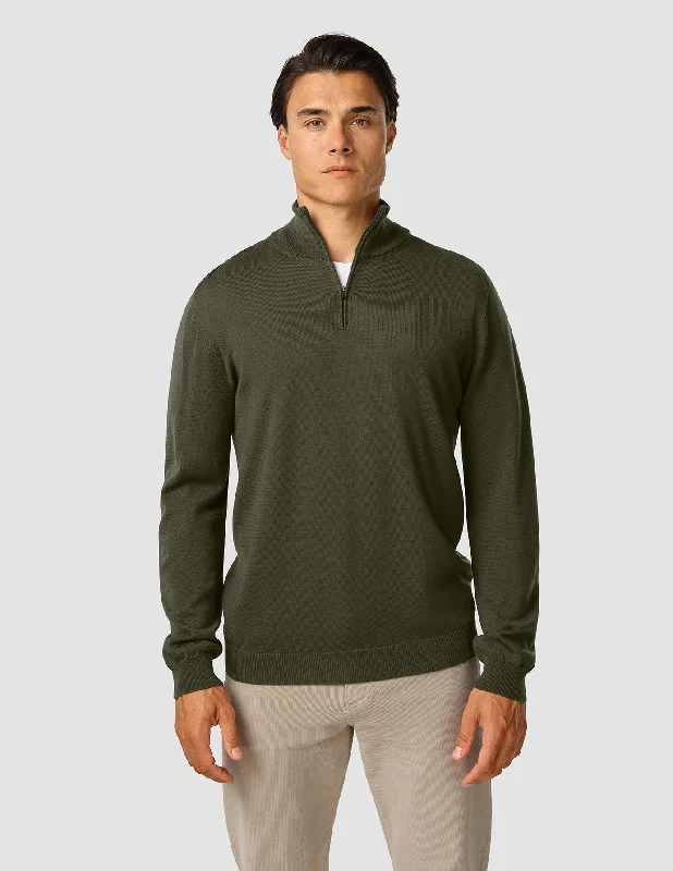 Stylish Men's Turtleneck SweatersPremium Merino Half Zip Nightfall Green