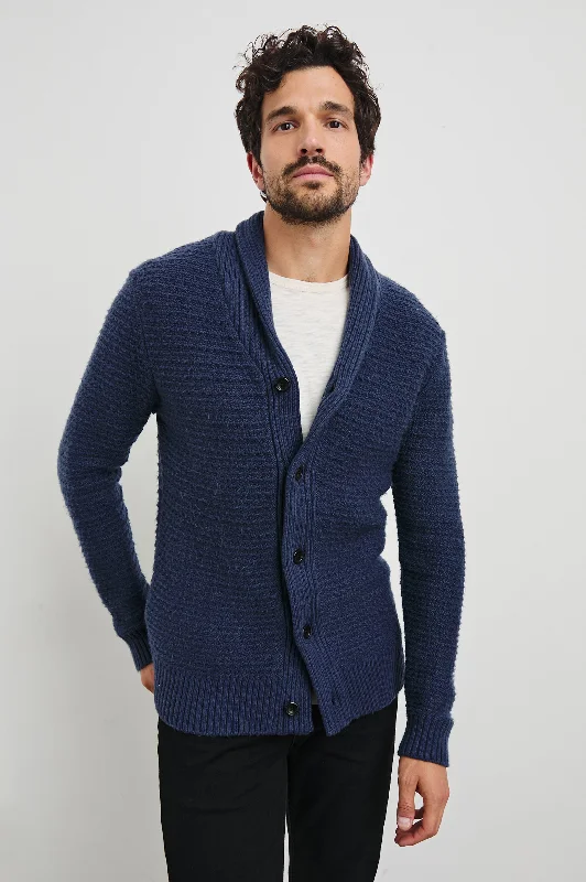 Chic Men's Cashmere SweatersSHEPLEY CARDIGAN - NAVY