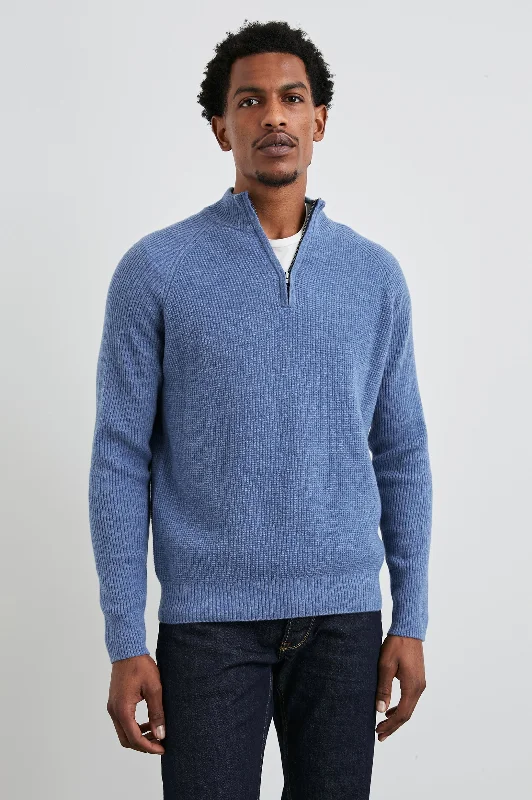 Men's Sweaters with Belt LoopsSTARK QUARTER ZIP - CERULEAN MELANGE