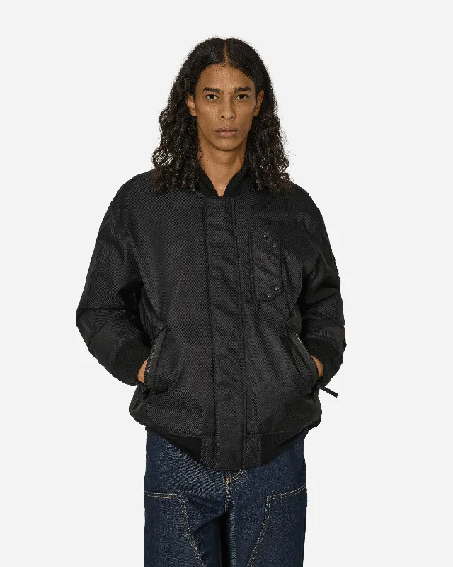 Men's Coats for Mild WeatherDiagonal Nylon Down Bomber Jacket Black