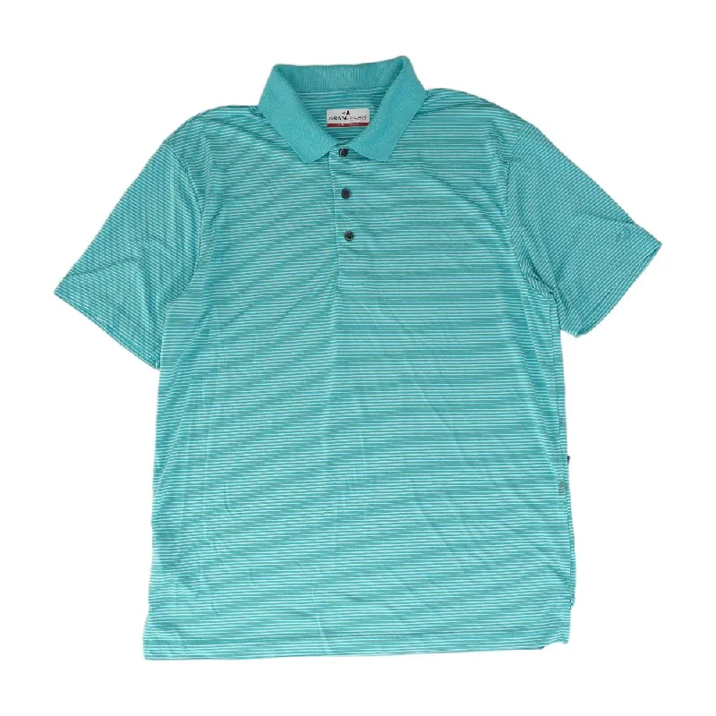 Lightweight Men's Linen ShirtsTurquoise Striped Short Sleeve Polo