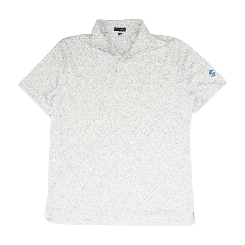 Men's Shirts with Full PlacketsWhite Floral Short Sleeve Polo