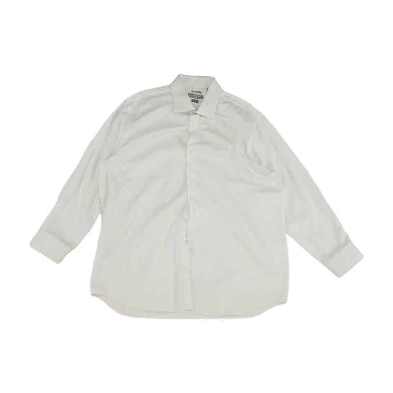 Classic Men's Button-Up ShirtsWhite Solid Long Sleeve Button Down