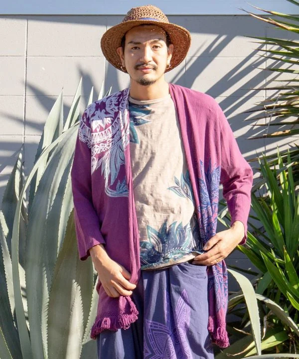 Men's Coats for Tall MenGradient Tribal Flower KIMONO Cardigan