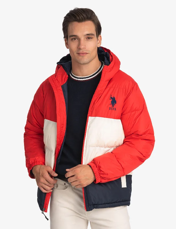 Men's Coats for AutumnBIG LOGO TRI COLOR QUILTED PUFFER JACKET