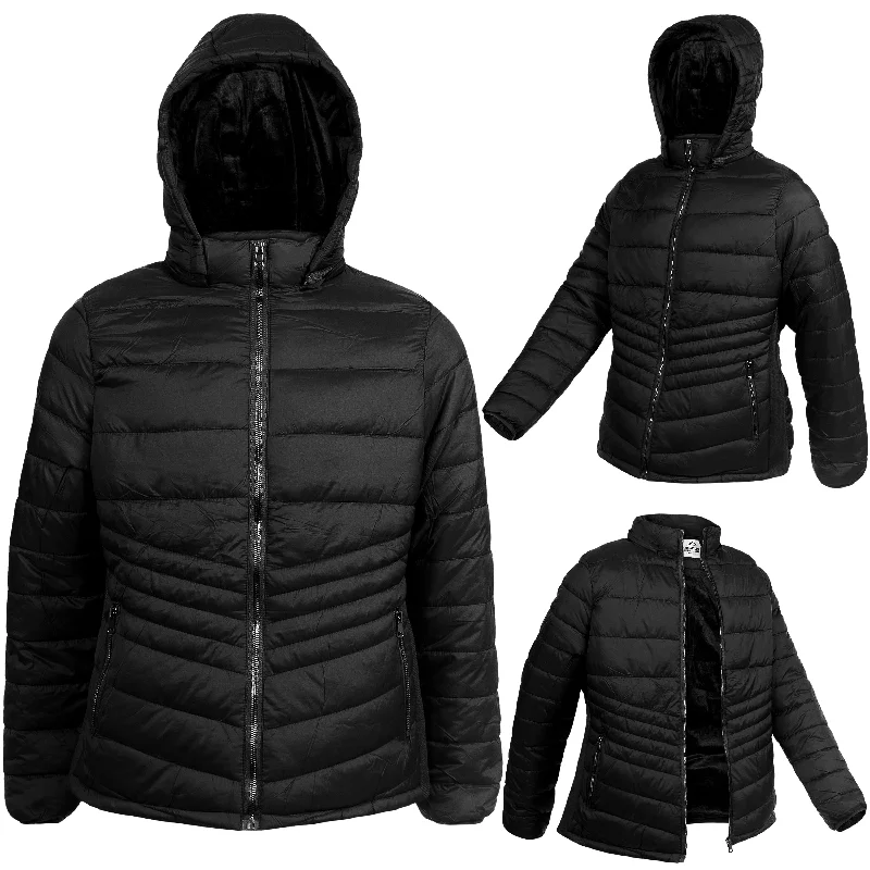 Men's Coats for SkiingWomen's Soft Black Puffer Wholesale Coats in Assorted Plus Sizes - Bulk Case of 12 Jackets