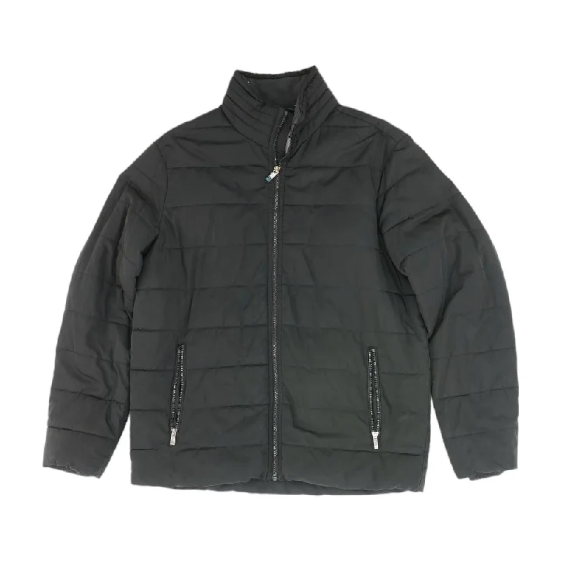 Versatile Men's Pea CoatsBlack Solid Puffer Jacket