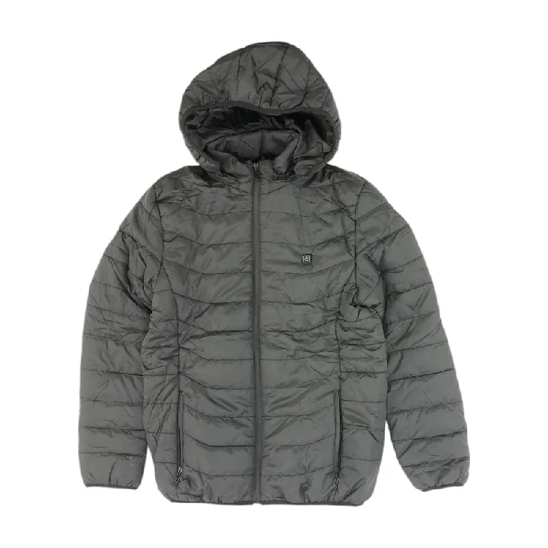 Men's Coats with Hand WarmersBlack Solid Puffer Jacket