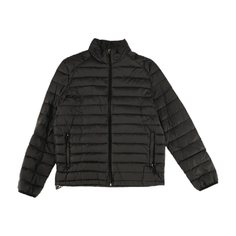 Men's Coats with PocketsBlack Solid Puffer Jacket