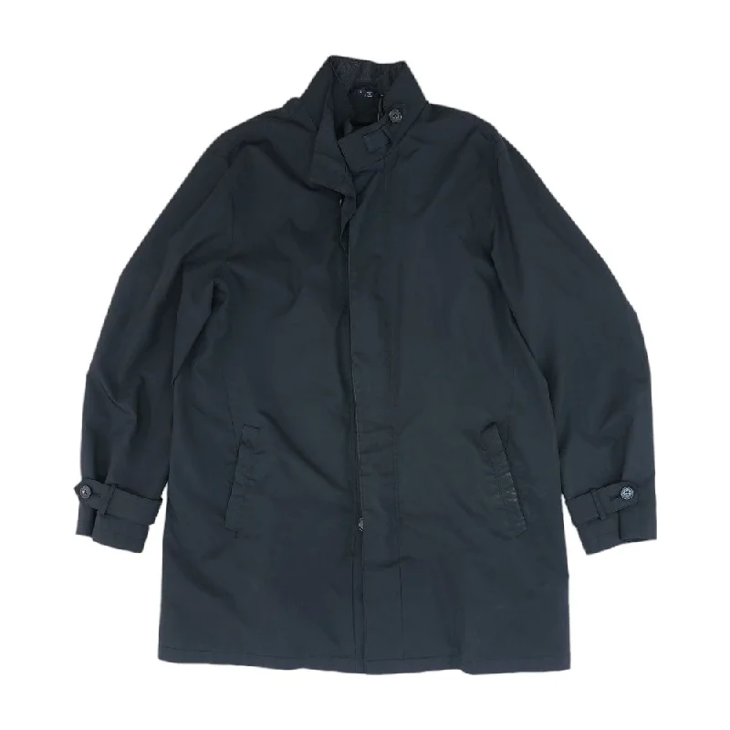 Men's Coats with ZippersBlack Solid Topcoat Coat