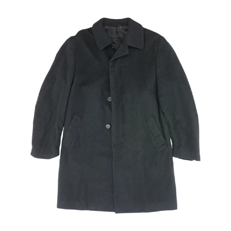 Men's Coats with Velcro ClosuresBlack Solid Topcoat Coat