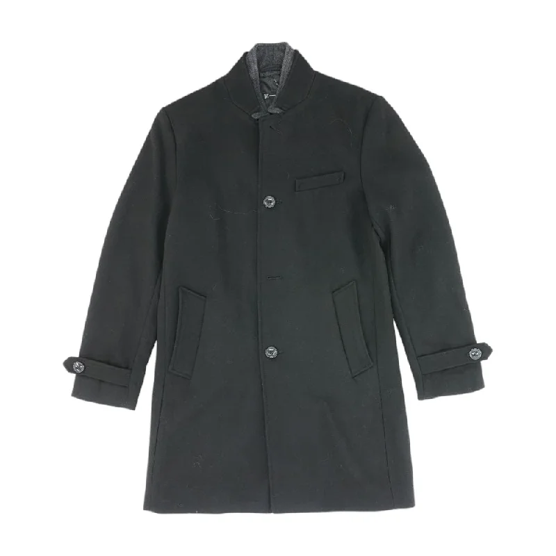 Lightweight Men's WindbreakersBlack Solid Topcoat Coat