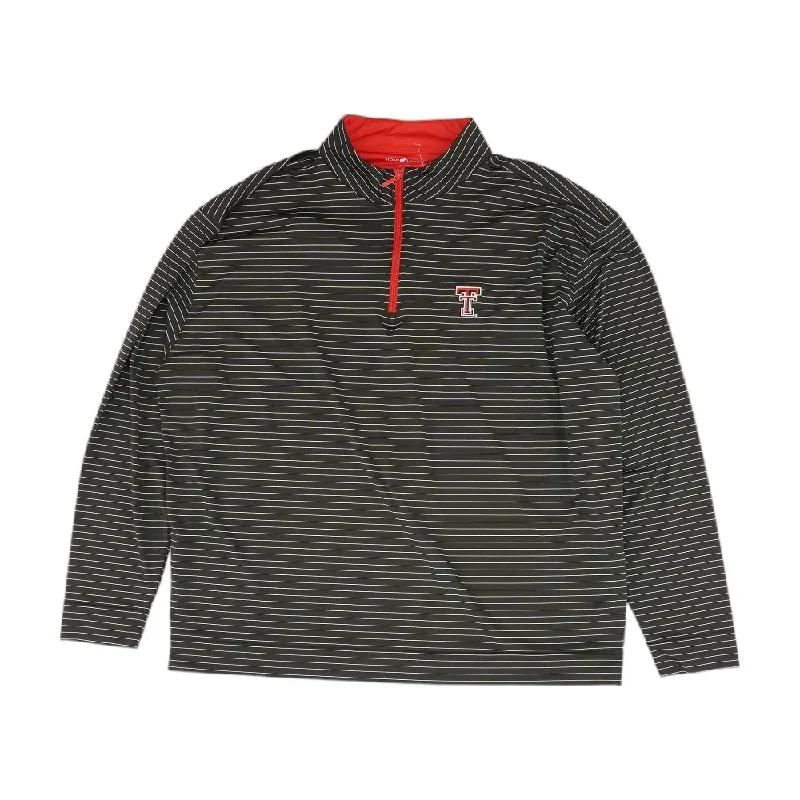 Men's Coats with Multi-Pocket DesignBlack Striped Texas Tech Red Raiders 1/4 Zip Pullover