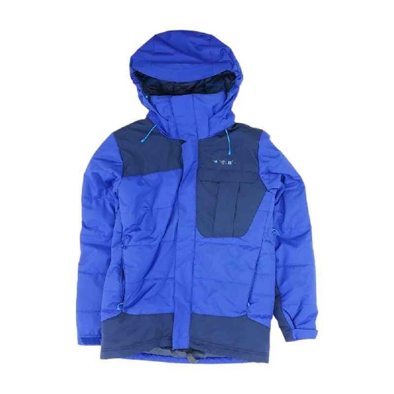 Comfortable Men's ParkasBlue Color Block Ski Coat