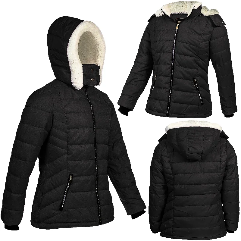 Men's Coats with Synthetic InsulationWomen's Warm Wholesale Puffer Coats in Black in Assorted Sizes - Bulk Case of 12 Winter Jackets